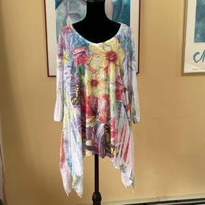 SOLE DIONE STUDIO Burnout Floral & Butterfly Tunic - 1X